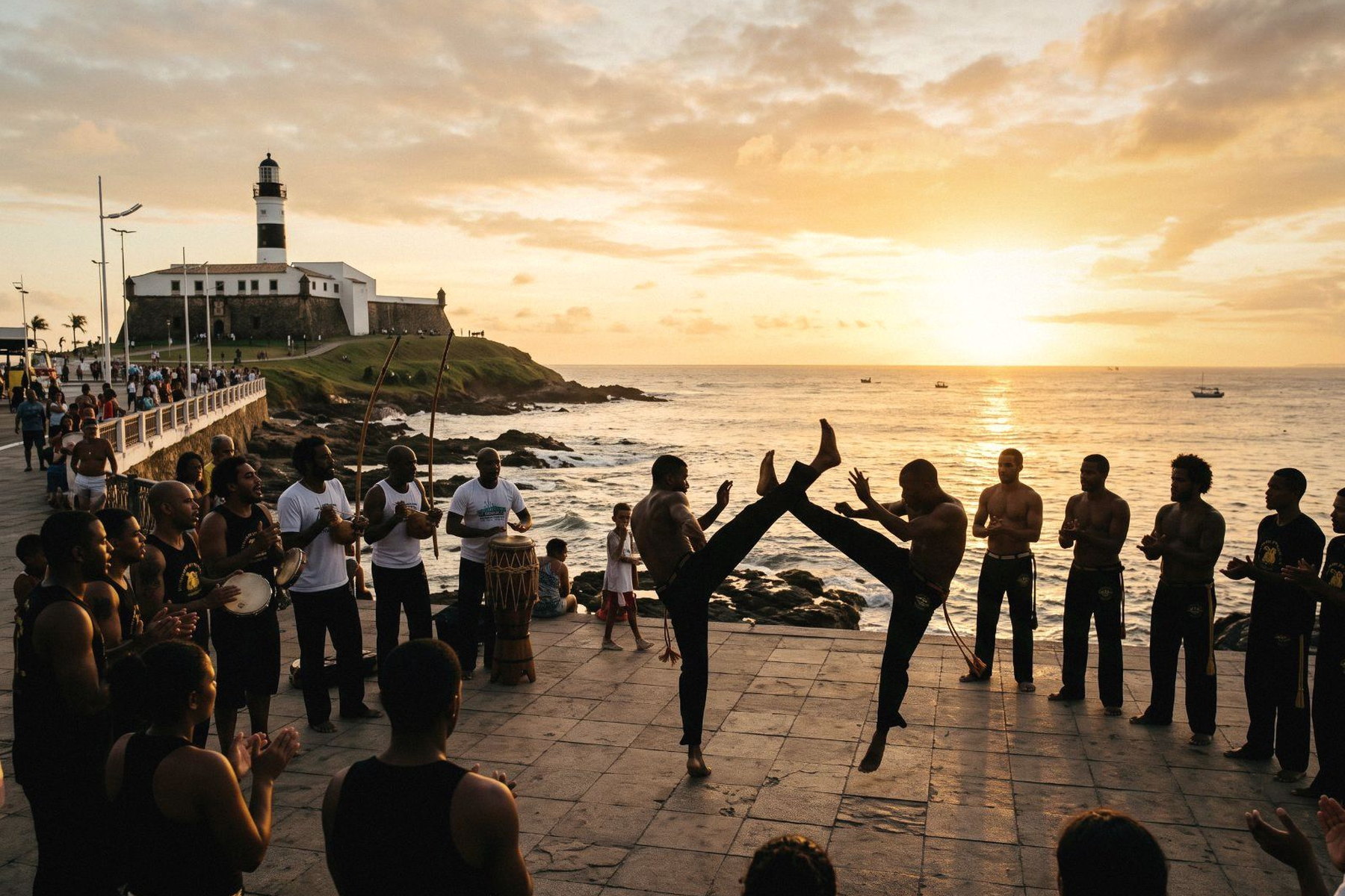 Salvador de Bahia en fin d'après-midi, près du Farol da Barra